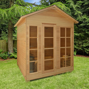 CED6VAASA 6 Person Canadian Red Cedar Outdoor and Indoor Wet Dry Sauna with 6 kW Harvia KIP Heater