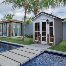 Load image into Gallery viewer, Outdoor Canadian Red Cedar Wet Dry Sauna - 6 Person - 6 kW ETL Electrical Heater - Stone Finish