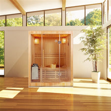 Load image into Gallery viewer, Canadian Red Cedar Indoor Wet Dry Sauna - 3 kW Harvia KIP Heater - 3 Person