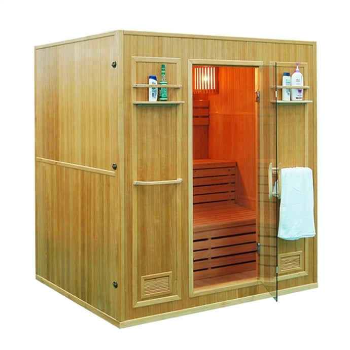 CEDN4BUG 4 Person Canadian Red Cedar Wood Indoor Wet Dry Sauna with 4.5 kW Harvia KIP Heater