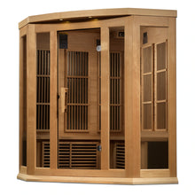 Load image into Gallery viewer, Maxxus 3 Person Corner Near Zero EMF FAR Infrared Carbon Canadian Hemlock Sauna MX-K356-01-ZF