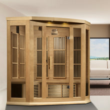 Load image into Gallery viewer, Maxxus 3 Person Corner Near Zero EMF FAR Infrared Carbon Canadian Hemlock Sauna MX-K356-01-ZF