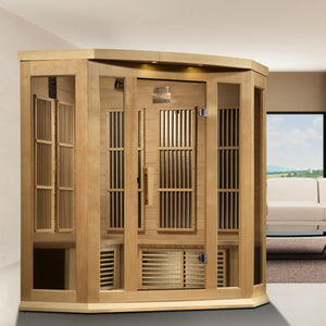 Maxxus 3 Person Corner Near Zero EMF FAR Infrared Carbon Canadian Hemlock Sauna MX-K356-01-ZF