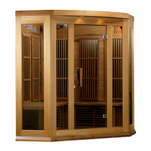 Load image into Gallery viewer, Maxxus 3 Person Corner Low EMF FAR Infrared Carbon Canadian Red Cedar  Sauna MX-K356-01 CED