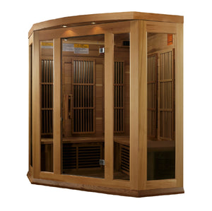 Maxxus 3 Person Corner Low EMF FAR Infrared Carbon Canadian Red Cedar  Sauna MX-K356-01 CED