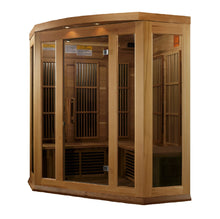 Load image into Gallery viewer, Maxxus &quot;Chaumont Edition&quot; 3 Person Corner Near Zero EMF FAR Infrared Carbon Canadian Red Cedar Sauna MX-K356-01-ZF Ced