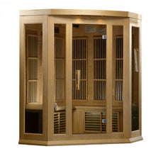 Load image into Gallery viewer, Maxxus 3 Person Corner Low EMF FAR Infrared Carbon Canadian Hemlock Sauna MX-K356-01