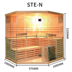 Canadian Hemlock Indoor Wet Dry Sauna - 4 Person - 4.5 kW Harvia KIP Heater