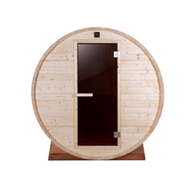 Load image into Gallery viewer, Outdoor or Indoor White Pine Wet Dry Barrel Sauna - 6 kW Harvia KIP Heater - 6 Person