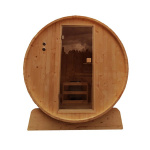 Outdoor Rustic Cedar Barrel Steam Sauna with Bitumen Shingle Roofing - 8 Person - 9 kW ETL Certified Heater