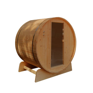 Outdoor Rustic Cedar Barrel Steam Sauna with Bitumen Shingle Roofing - 8 Person - 9 kW ETL Certified Heater