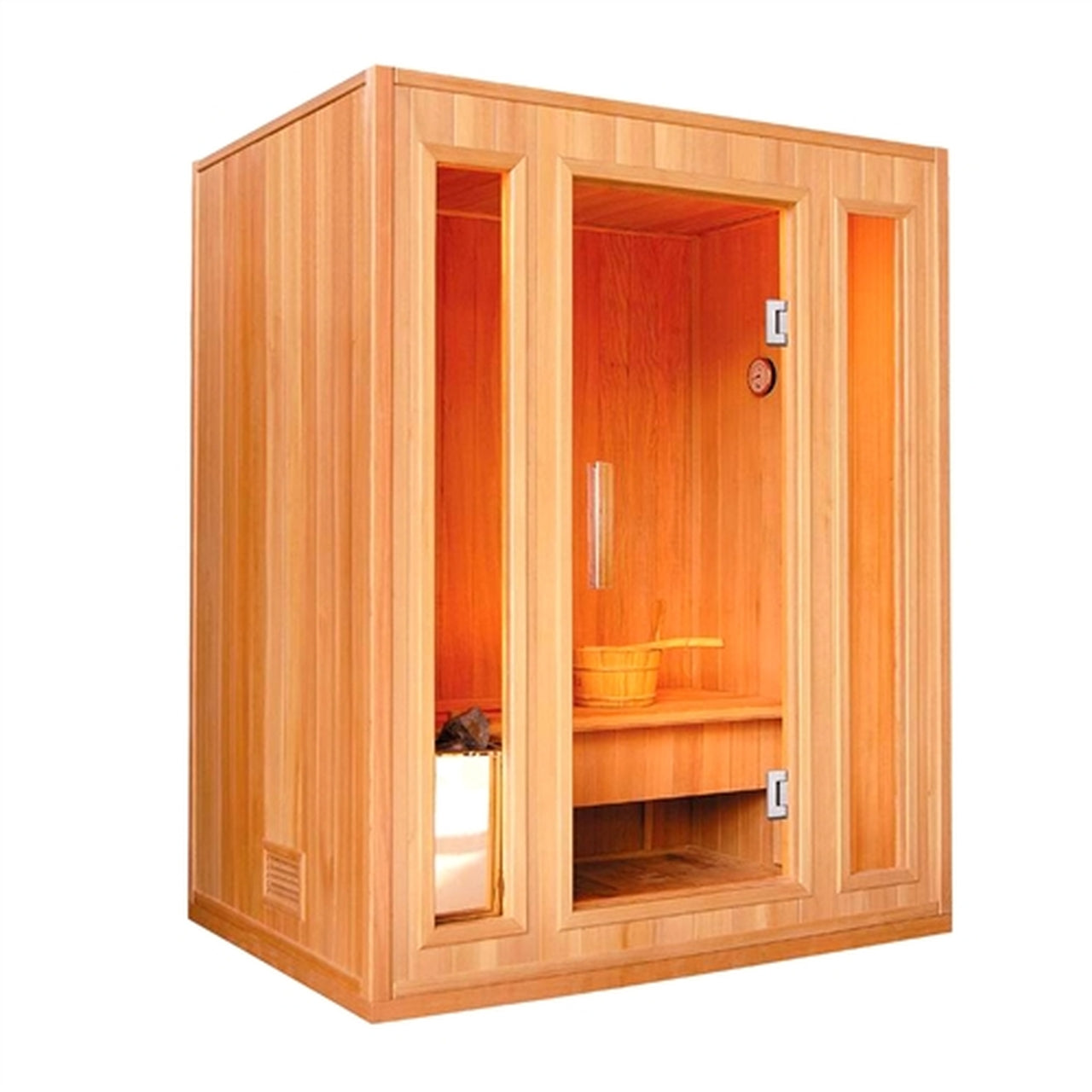 Canadian Hemlock Indoor Wet Dry Sauna - 3 kW Harvia KIP Heater - 3 Person