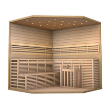 Load image into Gallery viewer, Canadian Hemlock Luxury Indoor Wet Dry Sauna with LED Lights - 6 kW Harvia KIP Heater - 5 to 6 Person