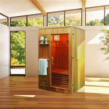 Load image into Gallery viewer, Canadian Hemlock Indoor Wet Dry Sauna - 3 kW Harvia KIP Heater - 2 Person