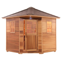 Load image into Gallery viewer, Canadian Cedar Wet Dry Outdoor Sauna with Asphalt Roof - 6 kW Harvia KIP Heater - 5 Person