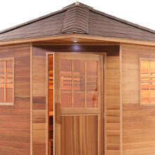 Load image into Gallery viewer, Canadian Cedar Wet Dry Outdoor Sauna with Asphalt Roof - 6 kW Harvia KIP Heater - 5 Person