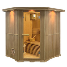 Load image into Gallery viewer, Canadian Hemlock Wet Dry Indoor Sauna - 4.5 kW Harvia KIP Heater - 4 Person