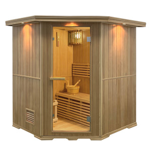 Canadian Hemlock Wet Dry Indoor Sauna - 4.5 kW Harvia KIP Heater - 4 Person