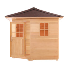 Load image into Gallery viewer, Canadian Hemlock Wet Dry Outdoor Sauna with Asphalt Roof - 8 kW Harvia KIP Heater - 8 Person