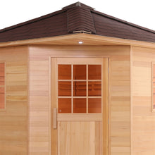 Load image into Gallery viewer, Canadian Hemlock Wet Dry Outdoor Sauna with Asphalt Roof - 8 kW Harvia KIP Heater - 8 Person