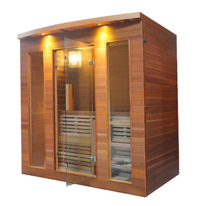 Clear Cedar Indoor Wet Dry Sauna with Exterior Lights - 4.5 kW Harvia KIP Heater - 5 Person