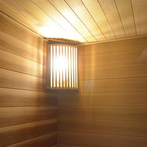 Clear Cedar Indoor Wet Dry Sauna with Exterior Lights - 4.5 kW Harvia KIP Heater - 5 Person