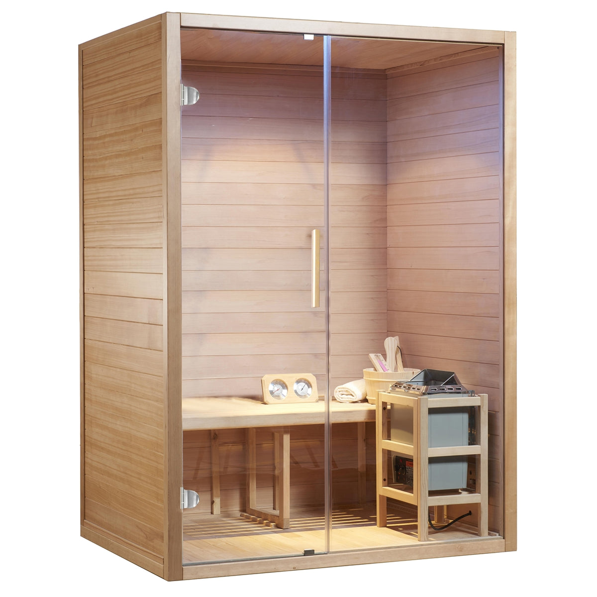 Canadian Hemlock Indoor Wet Dry Sauna - 3 kW Harvia KIP Heater - 3 Person