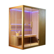 Load image into Gallery viewer, Canadian Hemlock Indoor Wet Dry Sauna with LED Lights - 4.5 kW Harvia KIP Heater - 3 to 4 Person