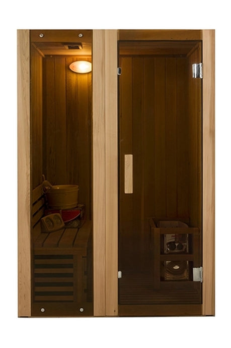Canadian Cedar Indoor Wet Dry Sauna Steam Room - 3 kW Harvia KIP Heater - 2 Person