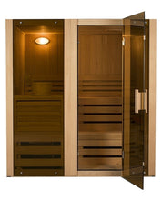 Load image into Gallery viewer, Canadian Hemlock Indoor Wet Dry Sauna - 4.5 kW Harvia KIP Heater - 4 Person