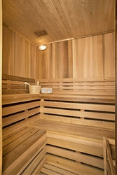 Canadian Cedar Indoor Wet Dry Steam Room Sauna - 6 kW Harvia KIP Heater - 6 Person