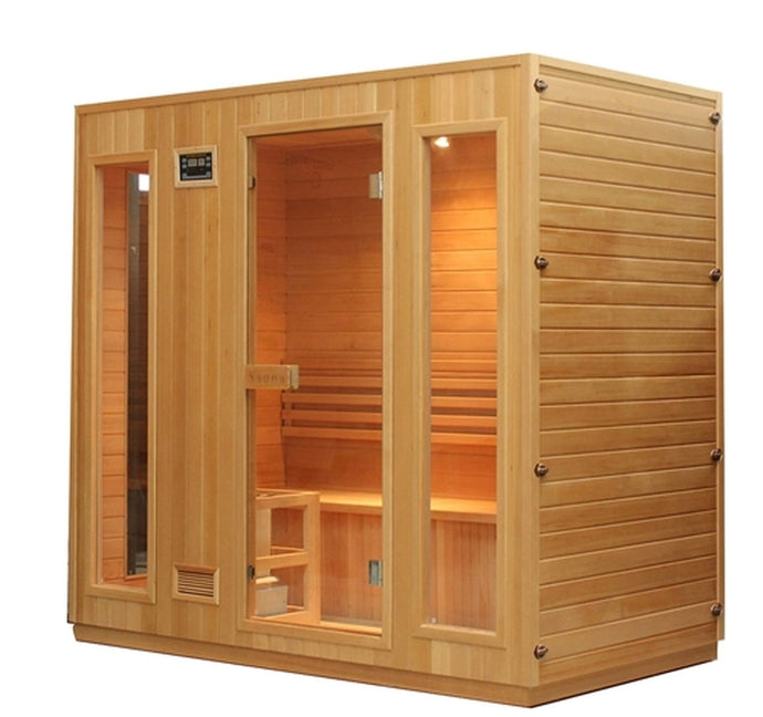 Canadian Hemlock Indoor Wet Dry Sauna - 4.5 kW Harvia KIP Heater - 4 to 5 Person