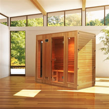 Load image into Gallery viewer, Canadian Hemlock Indoor Wet Dry Sauna - 4.5 kW Harvia KIP Heater - 4 to 5 Person