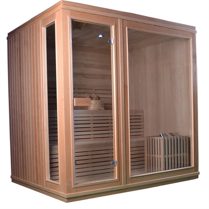Canadian Hemlock Indoor Wet Dry Sauna - 6 kW Harvia KIP Heater - 6 Person