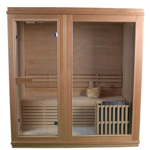 Canadian Hemlock Indoor Wet Dry Sauna - 6 kW Harvia KIP Heater - 6 Person