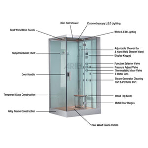 Platinum DZ961 Walk In Steam Shower